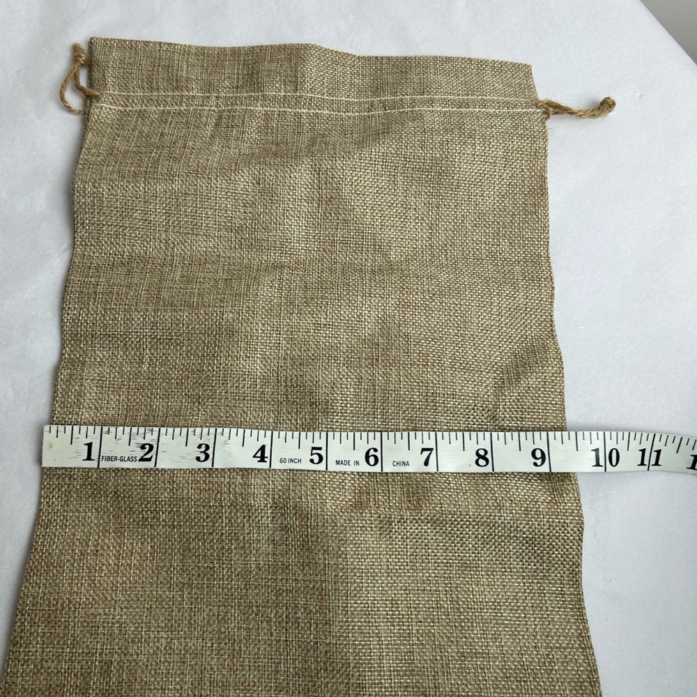 Rustic Tan Burlap Drawstring Bag - Picture 6 of 8